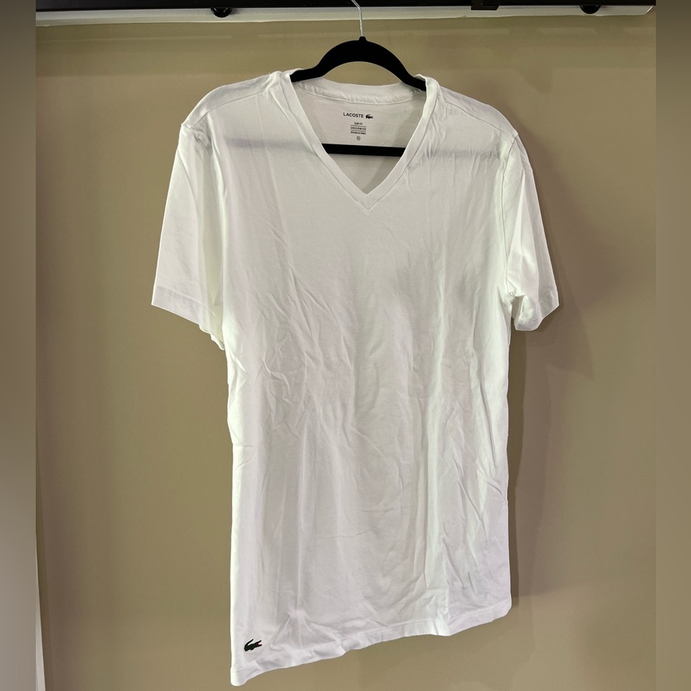 Lacoste Men’s V-neck lounge slim fit undershirt. TWO SHIRT BUNDLE. Size XL